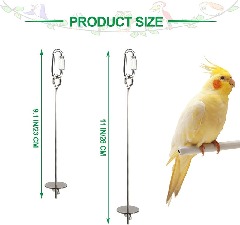 smrtcol 2 Pcs Bird Cage Food Holder Stainless Steel Parrot Fruit & Vegetable Skewer Hanging Foraging Toy for Parakeets, Budgies, Macaws - Image 2